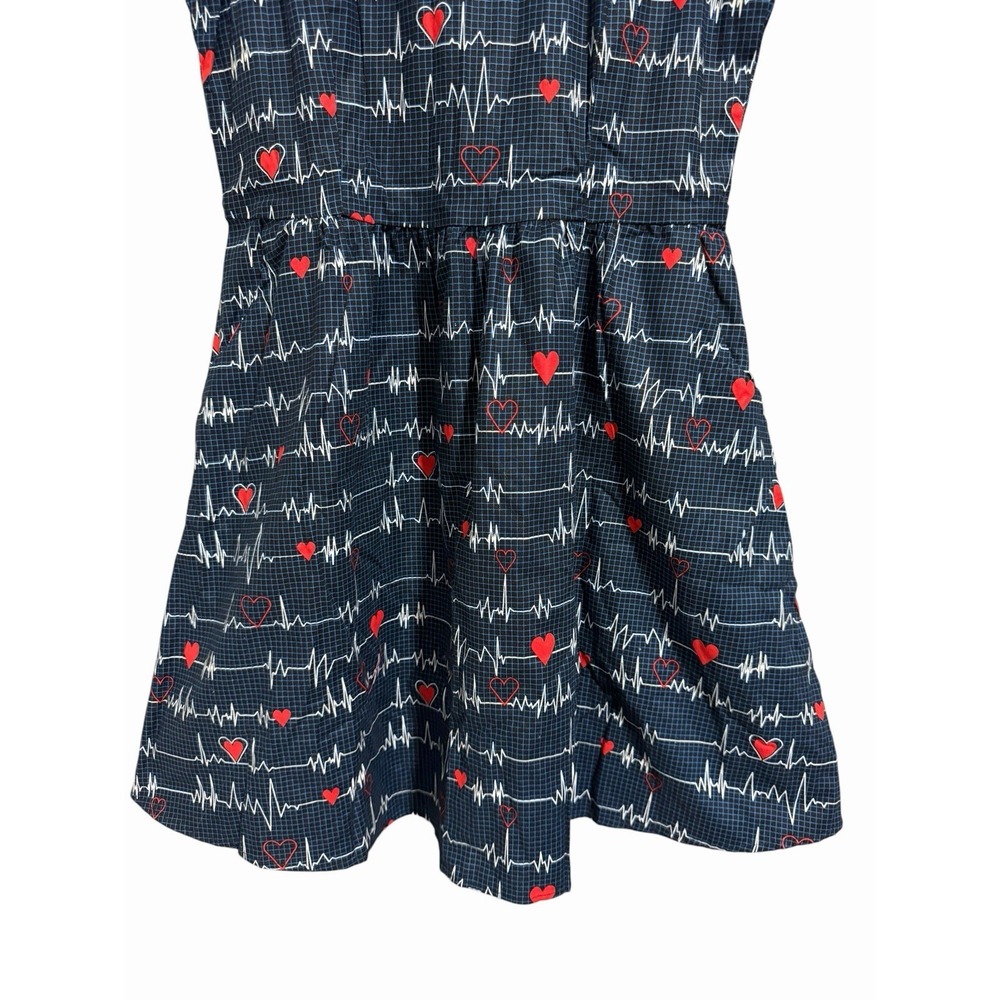 Retrolicious EKG Heart Beat Pattern‎ A-Line Dress Navy Blue Women's Size Large - Picture 4 of 8